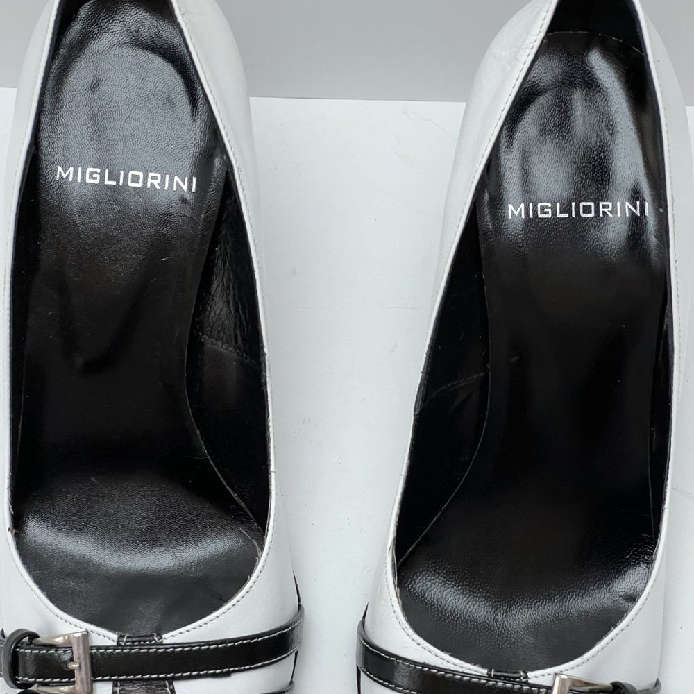 ❤️NEW❤️ Migliorini White Italian Leather Heels Luxury Stiletto Italy Size 37 - Picture 5 of 10